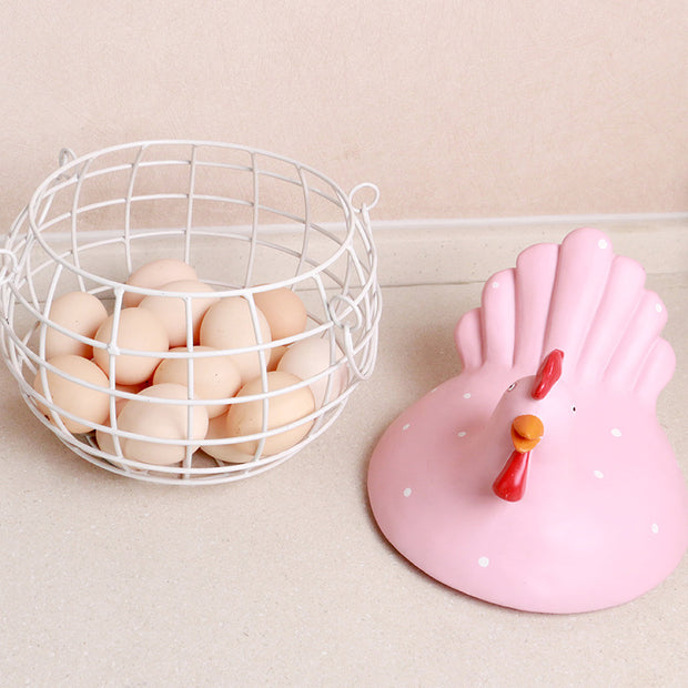 Country Wrought Iron Decoration  Chicken Head Basket Storage Basket