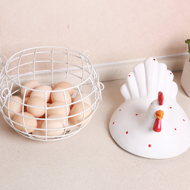 Country Wrought Iron Decoration  Chicken Head Basket Storage Basket